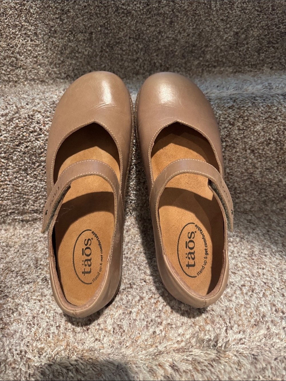 Taos Footwear Mary Jane Flats in Tan